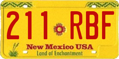 NM license plate 211RBF
