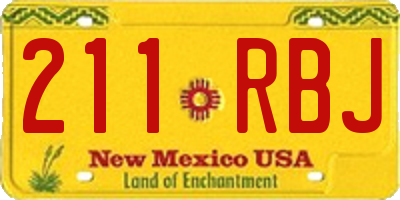 NM license plate 211RBJ