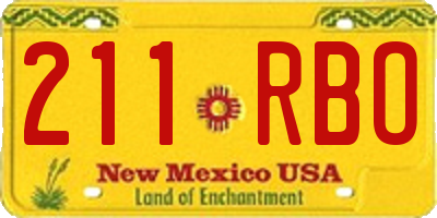 NM license plate 211RBO