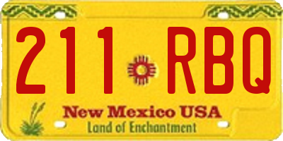 NM license plate 211RBQ