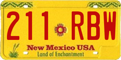 NM license plate 211RBW