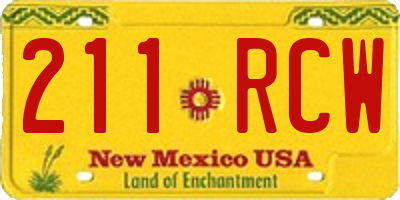 NM license plate 211RCW