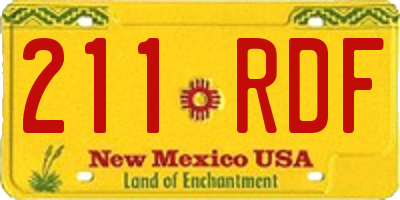 NM license plate 211RDF