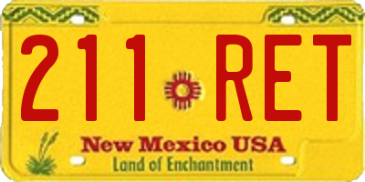 NM license plate 211RET