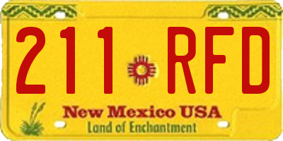 NM license plate 211RFD