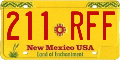 NM license plate 211RFF