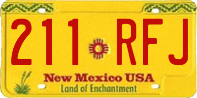 NM license plate 211RFJ