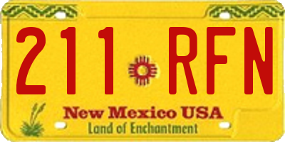 NM license plate 211RFN