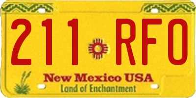 NM license plate 211RFO