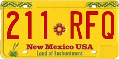 NM license plate 211RFQ