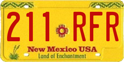 NM license plate 211RFR