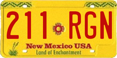 NM license plate 211RGN