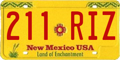 NM license plate 211RIZ