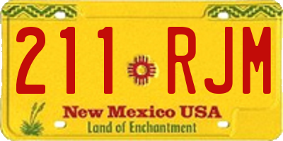 NM license plate 211RJM