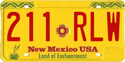 NM license plate 211RLW