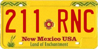 NM license plate 211RNC