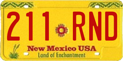 NM license plate 211RND