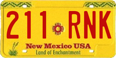 NM license plate 211RNK