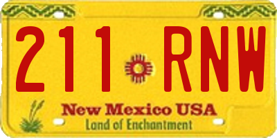 NM license plate 211RNW