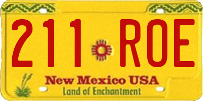 NM license plate 211ROE
