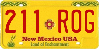 NM license plate 211ROG
