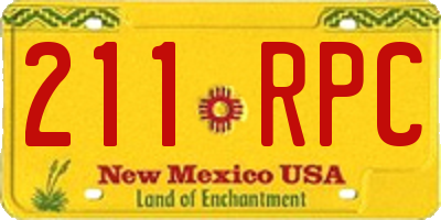 NM license plate 211RPC