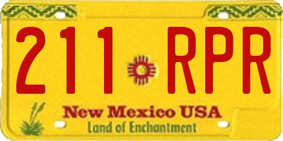NM license plate 211RPR