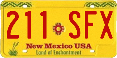 NM license plate 211SFX