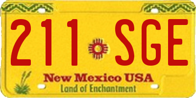 NM license plate 211SGE