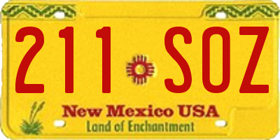 NM license plate 211SOZ
