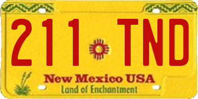 NM license plate 211TND
