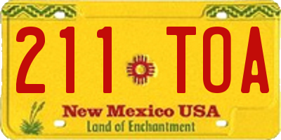 NM license plate 211TOA