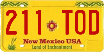 NM license plate 211TOD
