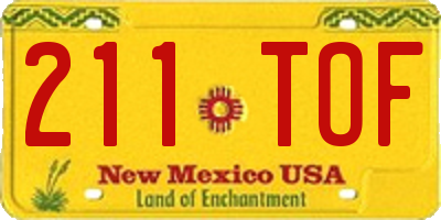 NM license plate 211TOF