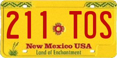 NM license plate 211TOS
