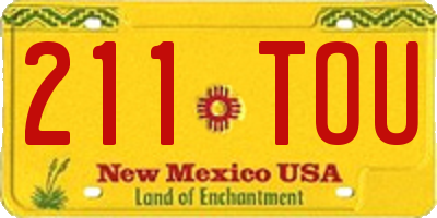 NM license plate 211TOU