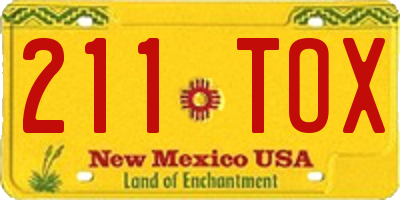 NM license plate 211TOX