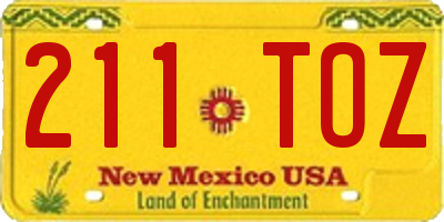NM license plate 211TOZ