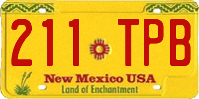 NM license plate 211TPB