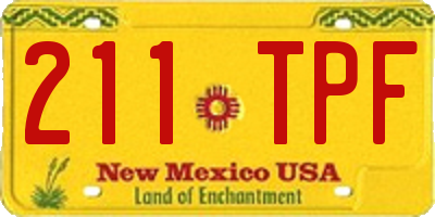 NM license plate 211TPF
