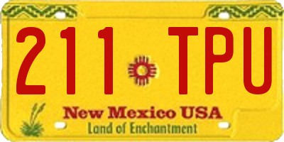 NM license plate 211TPU