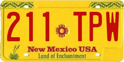 NM license plate 211TPW