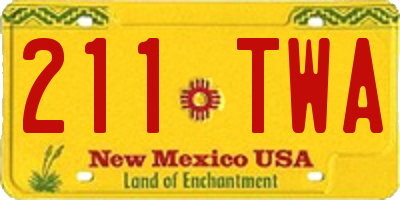 NM license plate 211TWA