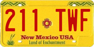 NM license plate 211TWF