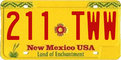 NM license plate 211TWW
