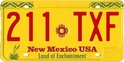NM license plate 211TXF