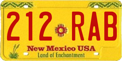 NM license plate 212RAB