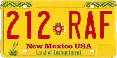 NM license plate 212RAF