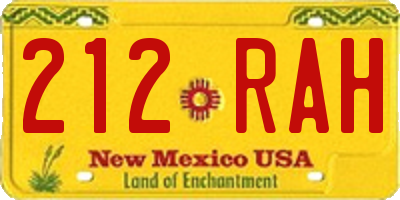 NM license plate 212RAH