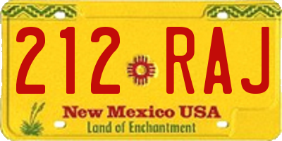 NM license plate 212RAJ